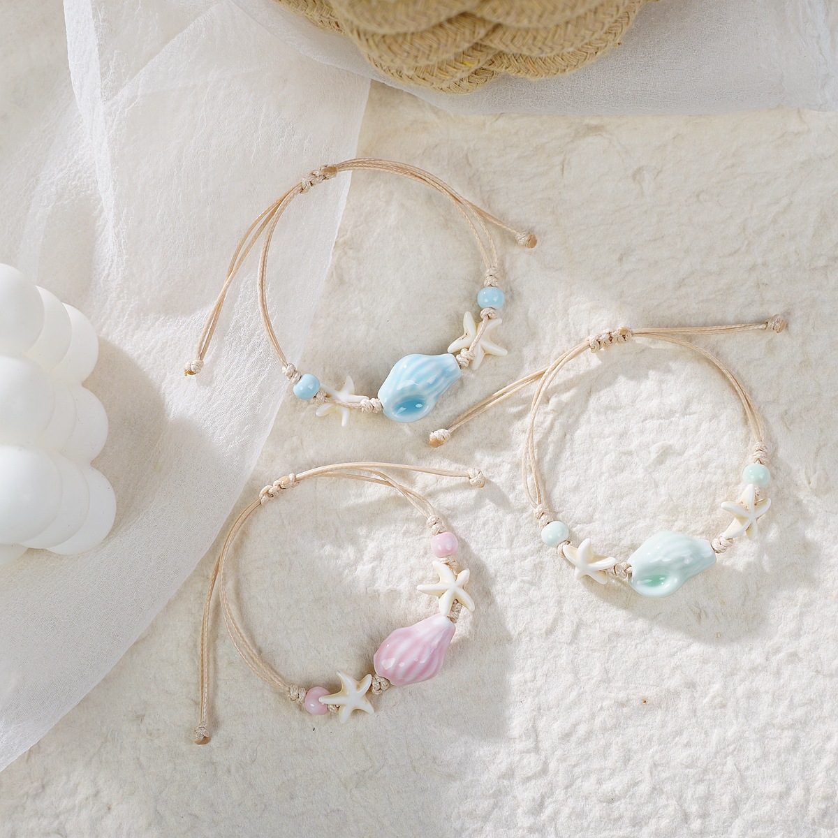 Origin source woven ceramic bracelet, niche design, high-end feel, sweet and feminine, versatile, artistic ocean shell bracelet pic 1