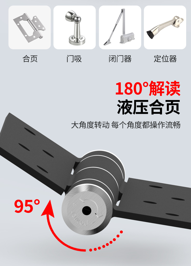 304隐形门合页带闭门器缓冲阻尼弹簧铰链自动闭门器隐形合页详情13