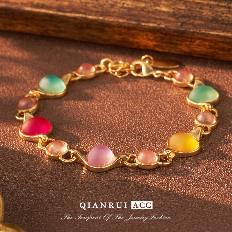 法式水晶串珠手链时尚轻奢高级感彩色中古Vintag饰品复古小众设计详情23