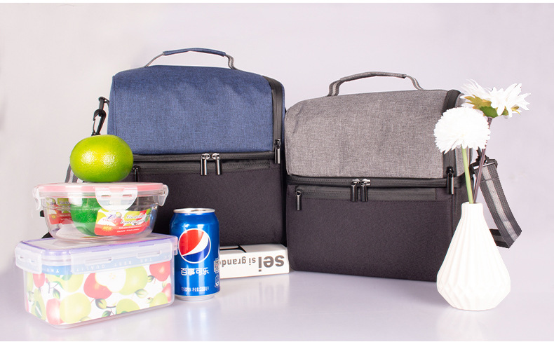 In-stock double-layer insulated lunch bags, adult lunch bags, unisexual insulated bags, leak-proof large insulated bags pic 14