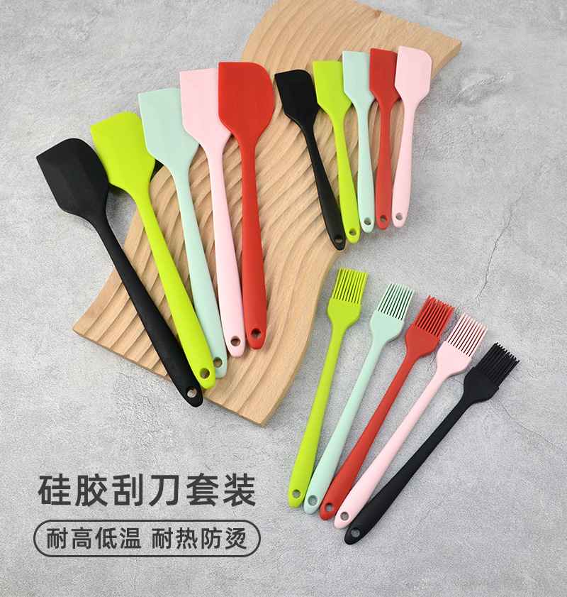 硅胶刮刀三件套一体式刮刀套装厨房烘焙工具蛋糕奶油刮刀硅胶油刷详情2