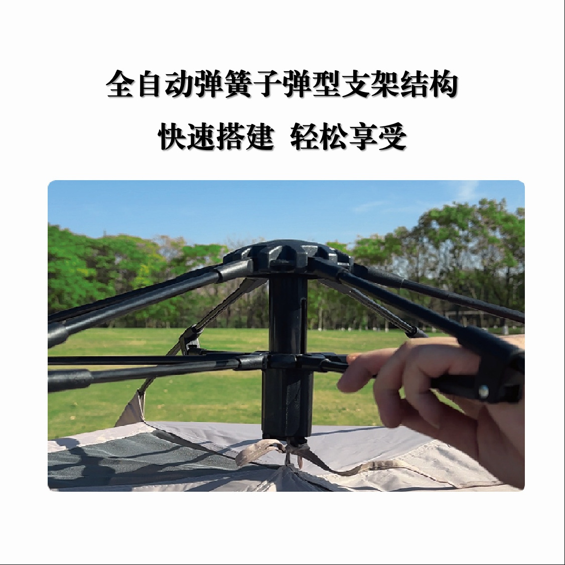Outdoor hexagonal 3-4 person multi-person fully automatic rainproof tent camping, wild camping, family leisure tent pic 7