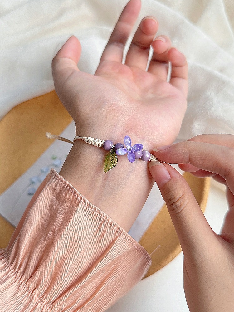 Wholesale of Jingdezhen ceramic bracelets for girls, hand-woven new Chinese-style ancient flower artistic student gift bracelets pic 3