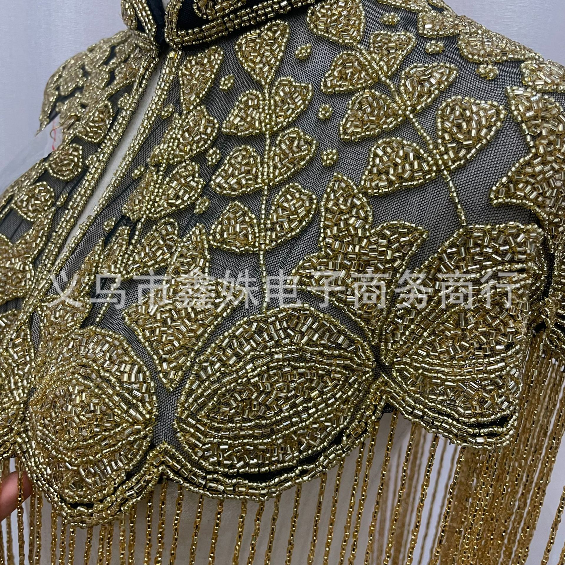 Fringed sequined shawl, European and American retro Gatsby ball party beaded evening dress, short small shawl pic 22