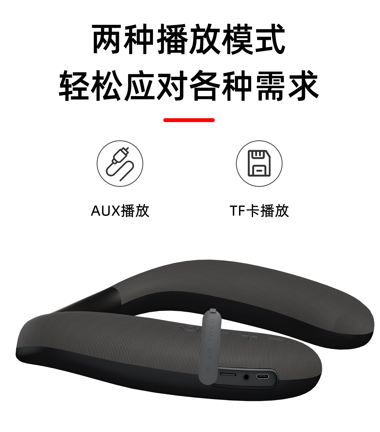 New neck-hanging wireless Bluetooth speaker, fabric waterproof portable wearable subwoofer neck speaker pic 17