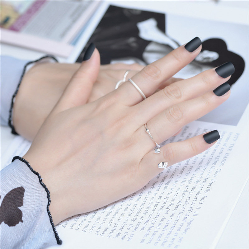 S925 pure silver handcrafted white silver irregular texture fine ring Liquid line finger joint ring overlapping band ring pic 20