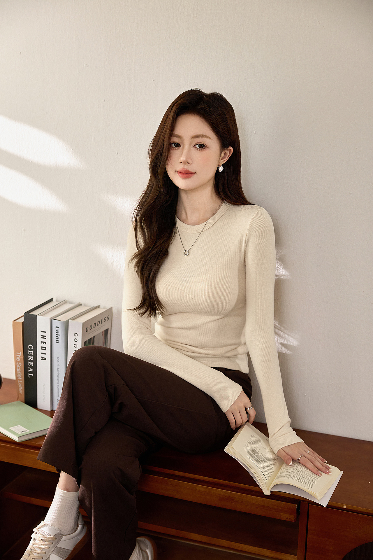 #双面磨毛# 精品慕斯羊绒软糯T恤女长袖2025秋冬新款内搭打底衫详情22