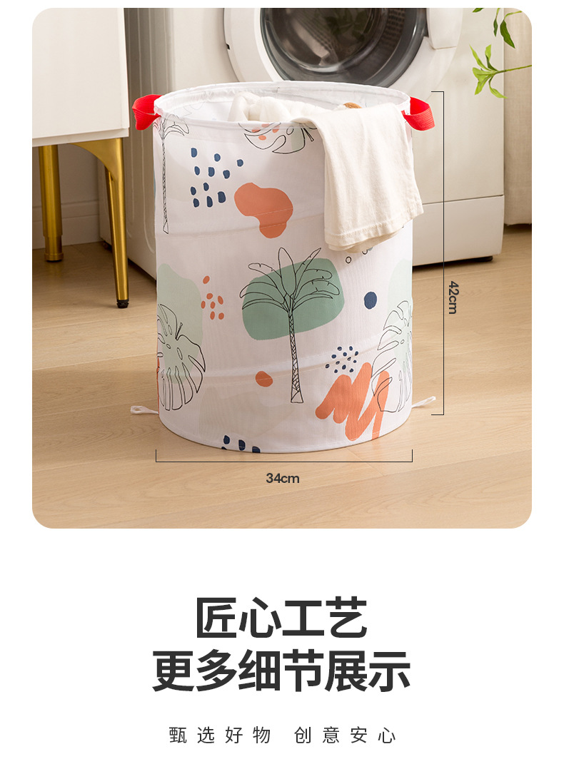 Folding dirty clothes basket 600D Oxford cloth storage bucket with built-in spring steel wire storage basket. Dirty clothes storage basket for home use pic 15
