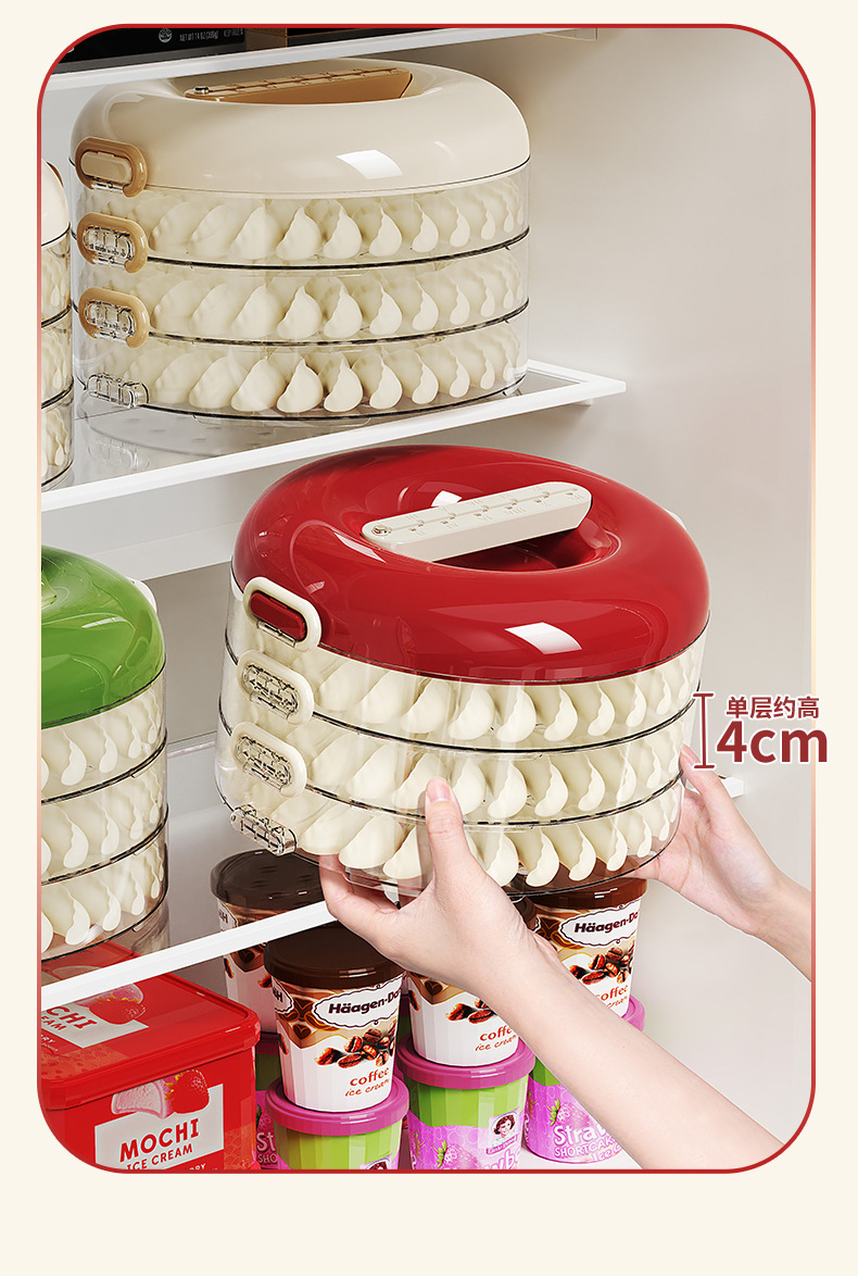 Multi-layer chaos frozen dumpling box, special freezing box for frozen food, independent compartments, timing, sealed storage box pic 9