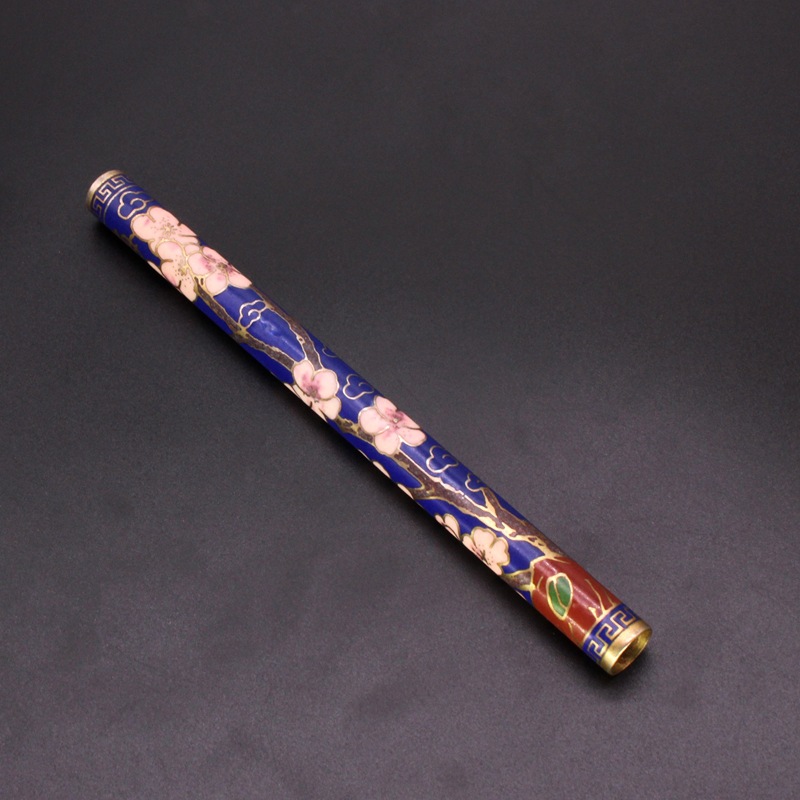 Beijing Cloisonne classical Culture Ethnic style writing brush decorative accessories copper base mechanism enamel writing brush shaft pic 13