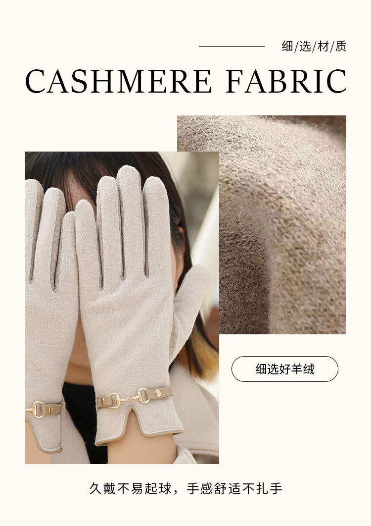 羊绒手套女士冬天加厚加绒可爱蝴蝶结骑开车防寒保暖触屏羊毛手套详情4