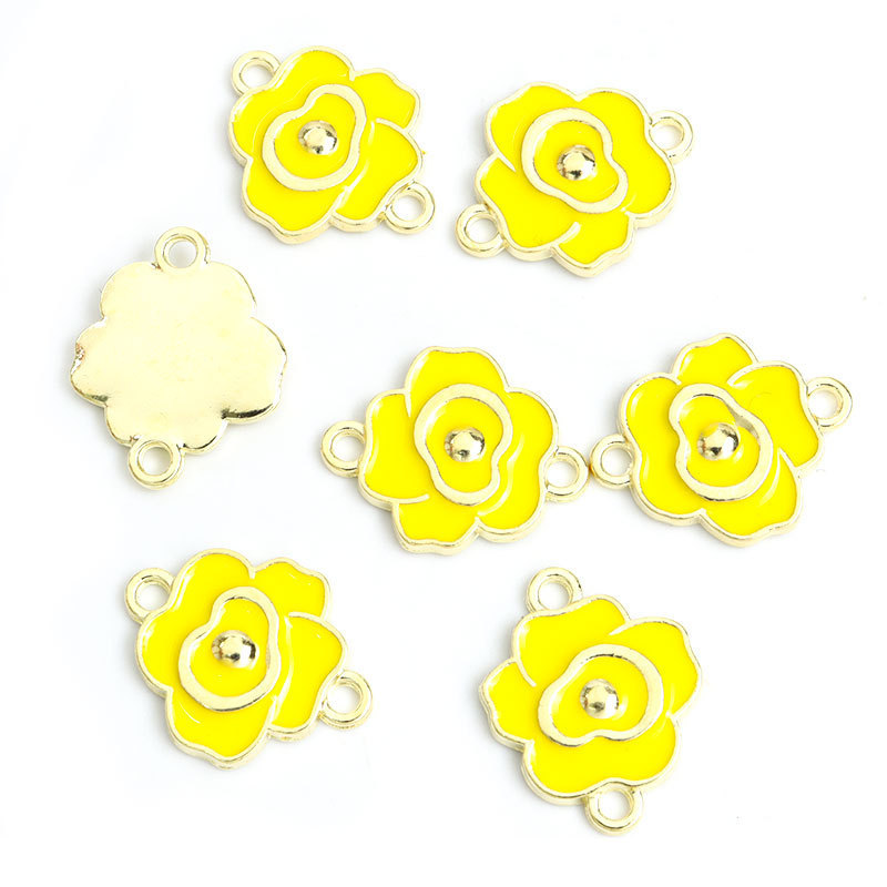 双吊玫瑰花朵滴油挂件 双孔花卉DIY饰品配件连接吊坠手链项链配饰详情2