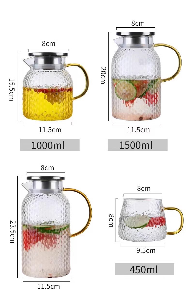 日式锤纹米粒壶耐高温玻璃凉茶水壶大容量凉白开壶家用花茶壶冷泡详情7