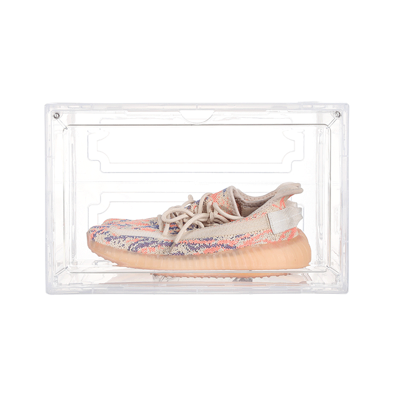 新款侧开透明篮球鞋盒亚克力磁吸可折叠翻盖收纳鞋盒鞋子收纳盒详情6