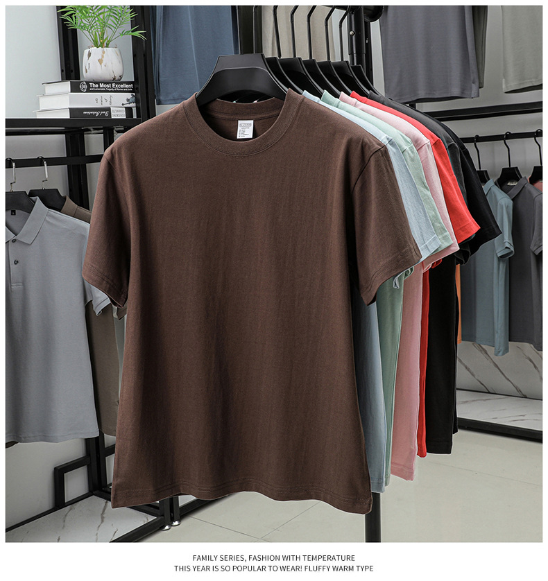 2025夏季新款7A抗菌透气男士短袖t恤14色230克纯棉圆领休闲T恤男详情30