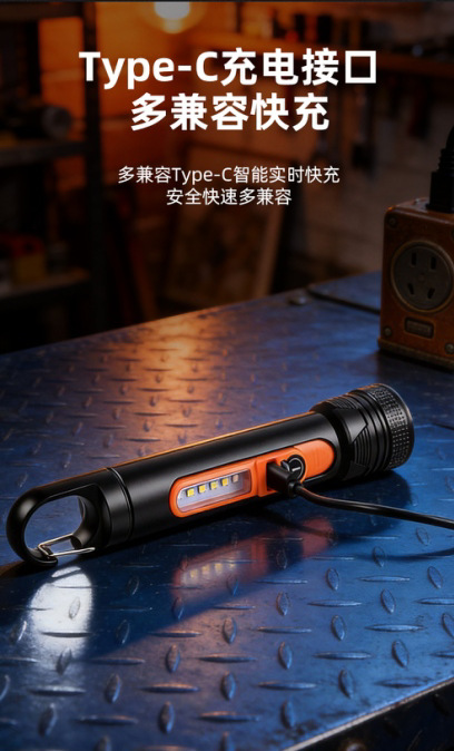 Multi-functional LED light, white laser flashlight, rechargeable telescopic zoom work light, outdoor internet-famous camping light pic 8