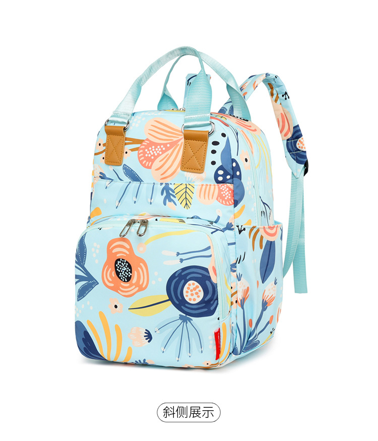 印花大容量外出双肩包时尚女背包婴儿奶瓶保温跨境热销母婴妈妈包详情26
