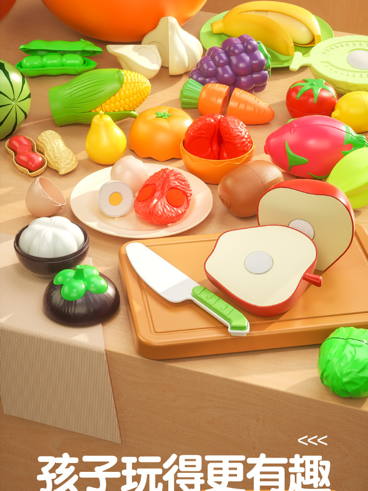 Factory fun role-playing toys, fruit slicer fun, kitchen vegetable slicing, fruit and vegetable babies, big orange storage pic 2