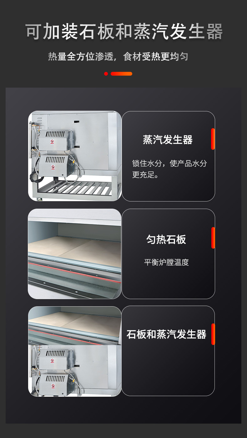 Commercial large capacity steam multi-functional oven for baking bread, mooncakes, egg tarts, cakes and pizzas pic 4