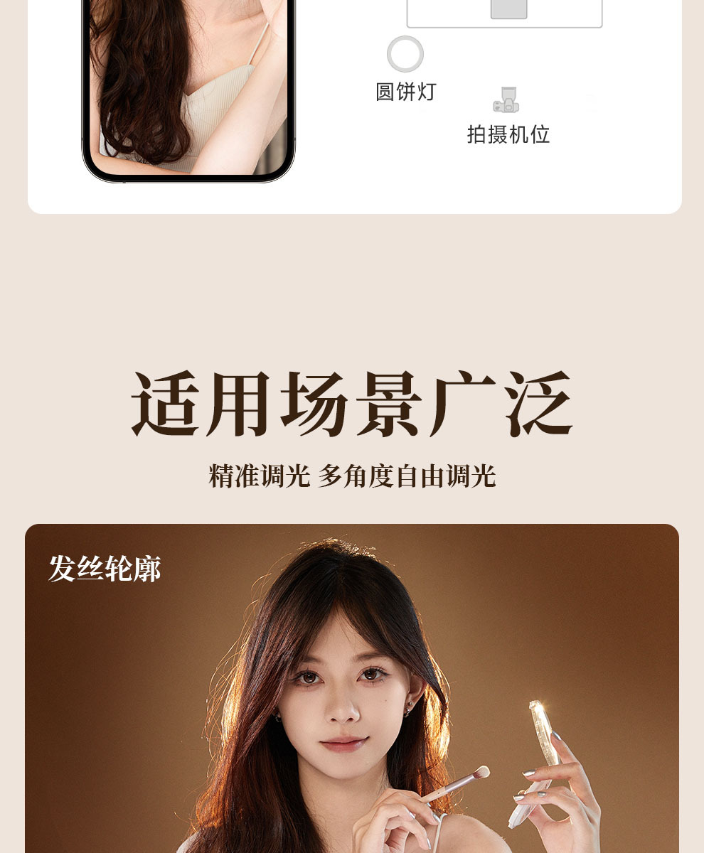 盈美直播射灯人像自拍拍摄发丝灯珠宝摄影补光灯拍照氛围聚光灯详情30