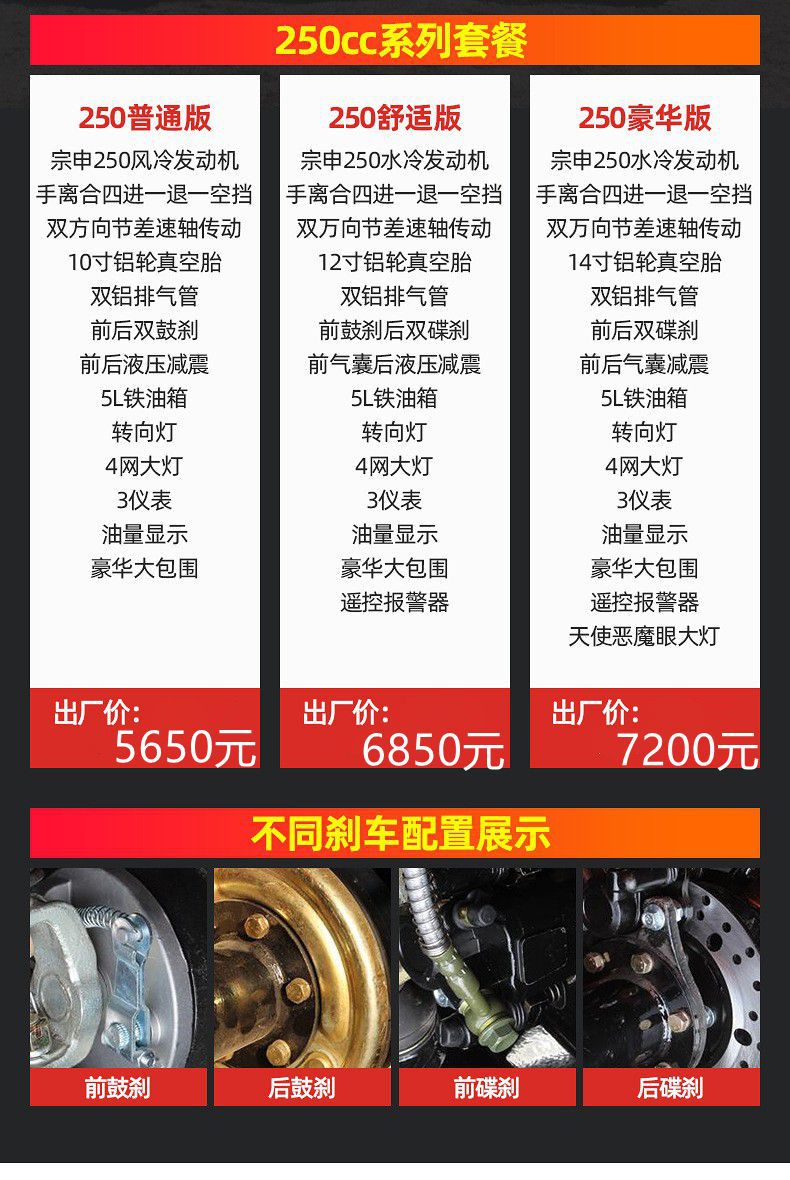 All-terrain 250 water-cooled Bull beach buggy with universal joint shaft drive off-road adult four-wheel motorcycle pic 7