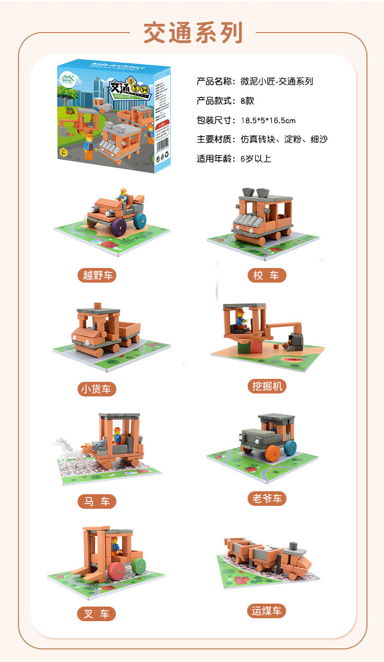 积木玩具场景拼装泥瓦手工小小景观泥瓦匠真砖实瓦摆件批发详情2