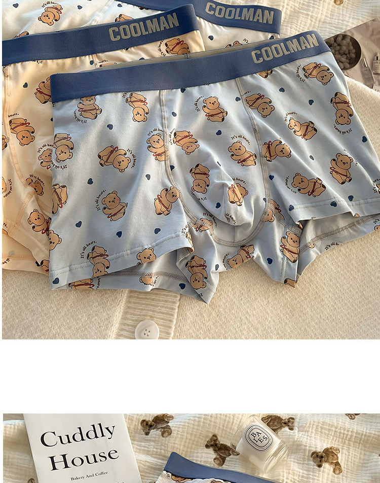熊熊男友可爱卡通男士内裤无痕棉柔高弹舒适透气中腰平角四角裤详情18