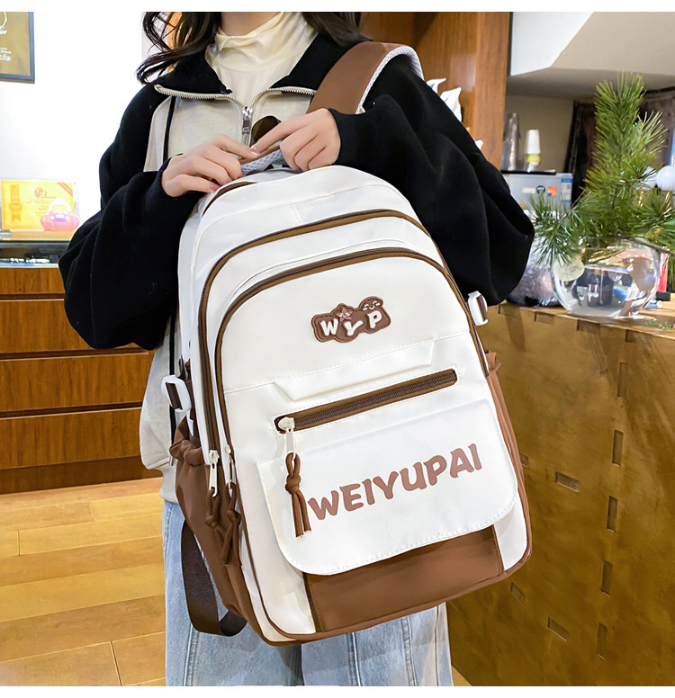 High-appearance-level color-blocking schoolbags for female junior high school students, large-capacity backpacks for high school students, multi-layered load-reducing backpacks for primary school students pic 8