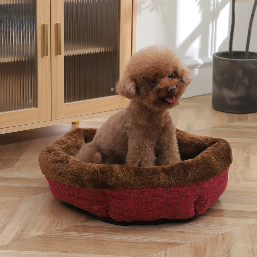 Winter thickened plush pet sleeping beds that can be disassembled and washed, Arctic fleece upturned cat beds, thickened PP cotton dog beds wholesale pic 2