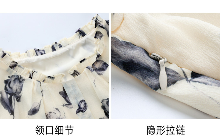 夏季短袖连衣裙女2025新款夏季爆款女装气质碎花裙雪纺中长款裙子详情14