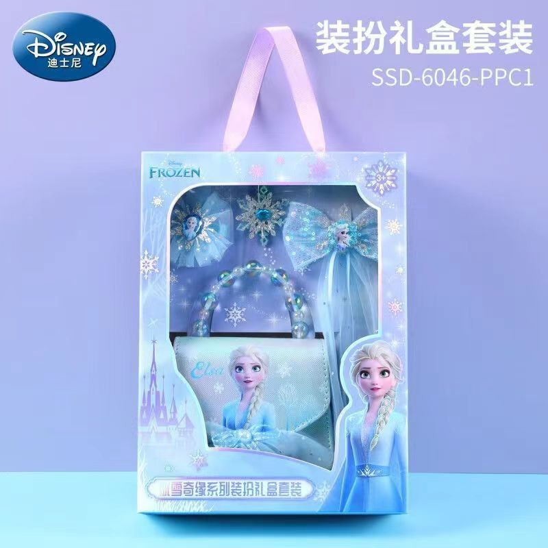 迪士尼儿童发饰卡通公主蝴蝶结发夹包包礼盒套装生日礼物宝宝饰品详情9