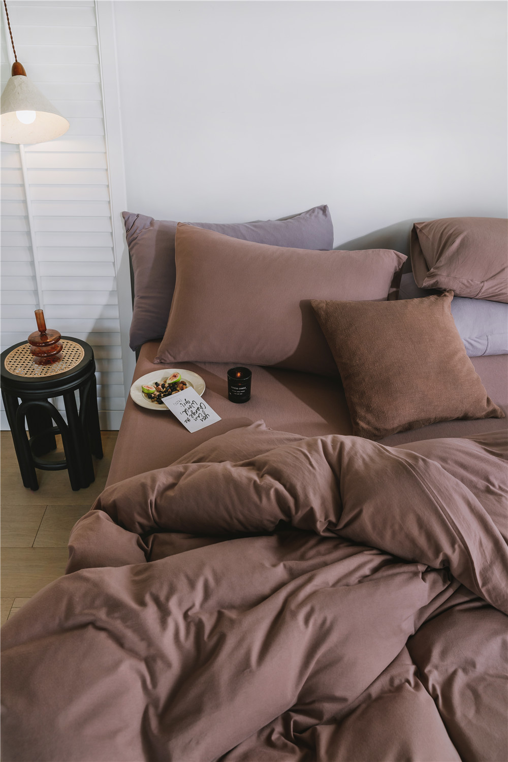 ins Japanese-style solid color all-cotton knitted cotton four-piece set, skin-friendly nude sleeping plain double-layer Indian cotton bed sheet pic 55