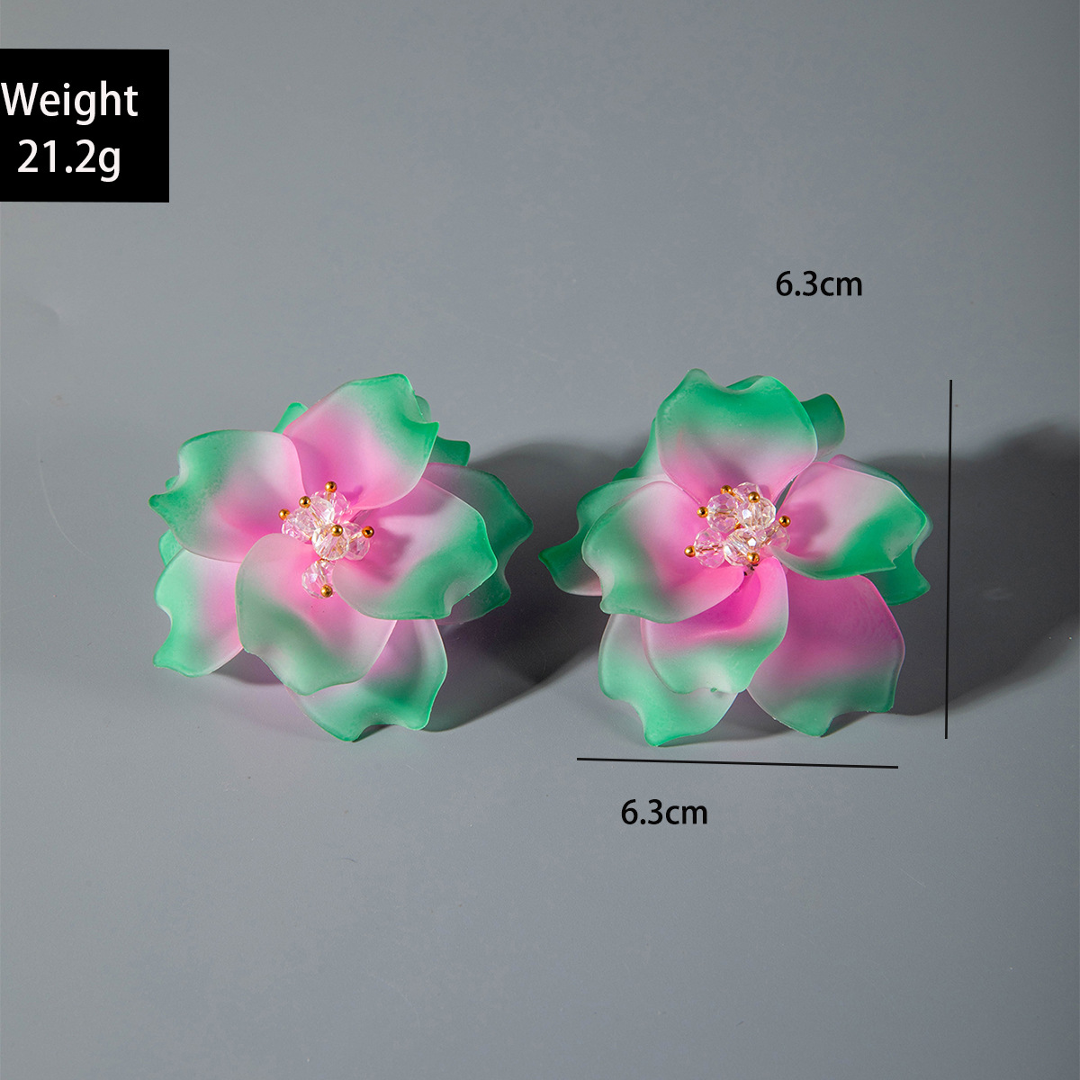 亚马逊跨境清新甜美彩色树脂花瓣花朵耳钉气质多巴胺 耳环耳饰女详情27
