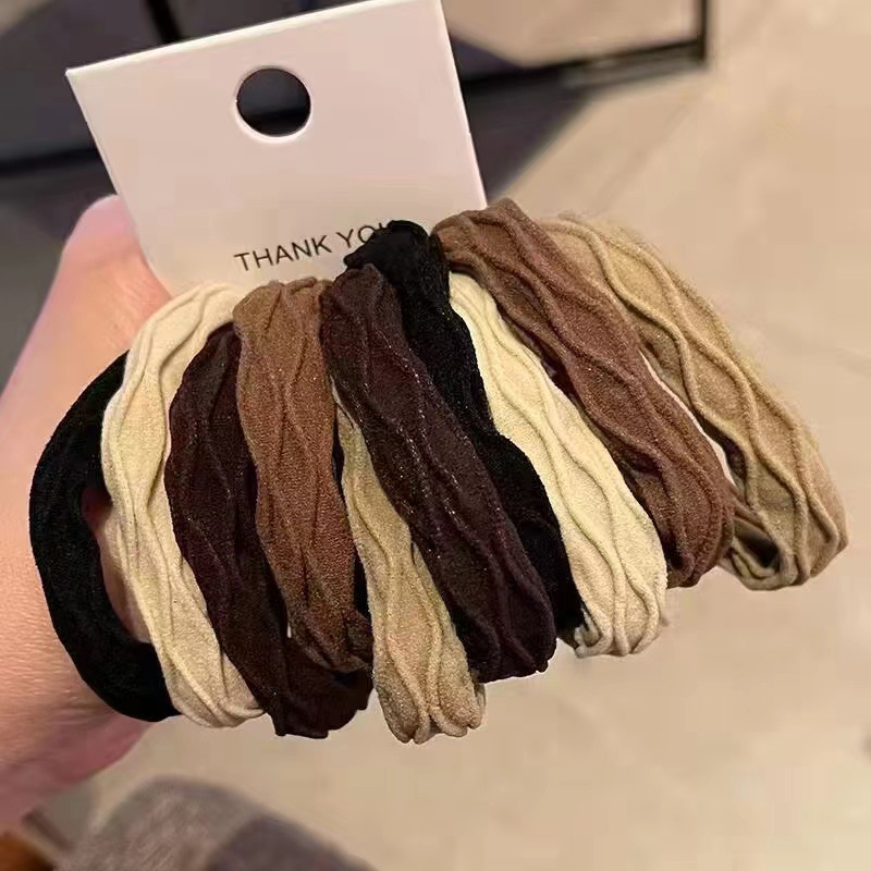 High-elasticity Maillard hair ties, durable rubber bands for tying hair, high ponytail hair bands, simple and elegant headwear for sale pic 9