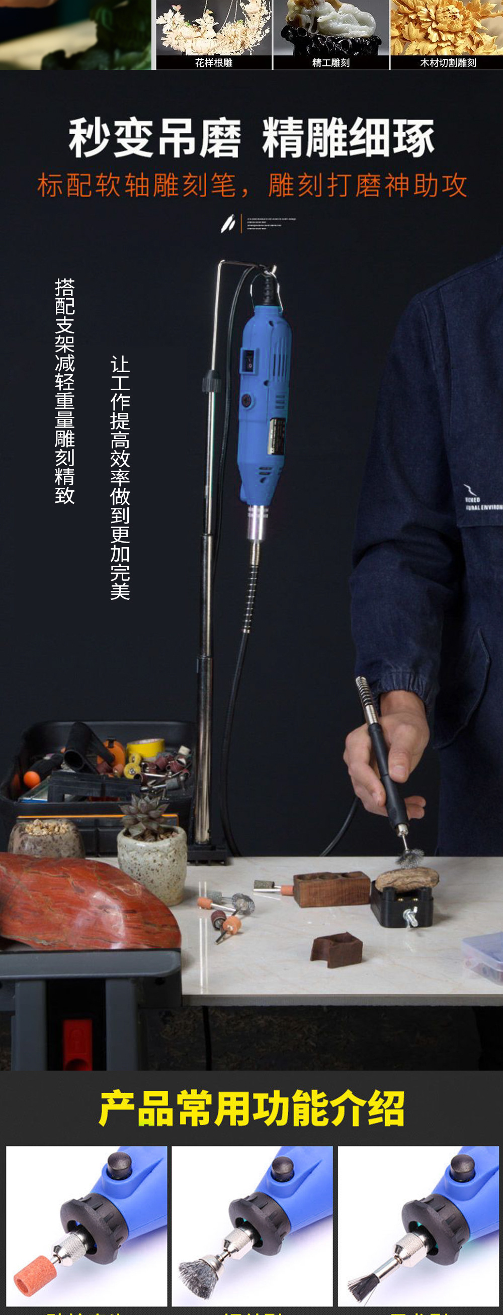 211-piece set 180W 6-speed adjustable mini electric grinding set, multi-functional jade engraving machine manual grinding set pic 2