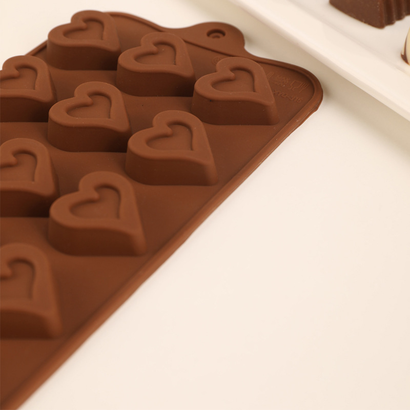 diy Christmas silicone heart-shaped flower chocolate mold making heart-shaped ice mold jelly pudding hand tool mold pic 3