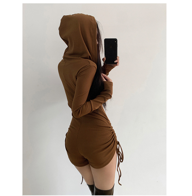 美式辣妹连帽休闲连体裤女显瘦外穿健身服紧身高腰长袖瑜伽连体衣详情6