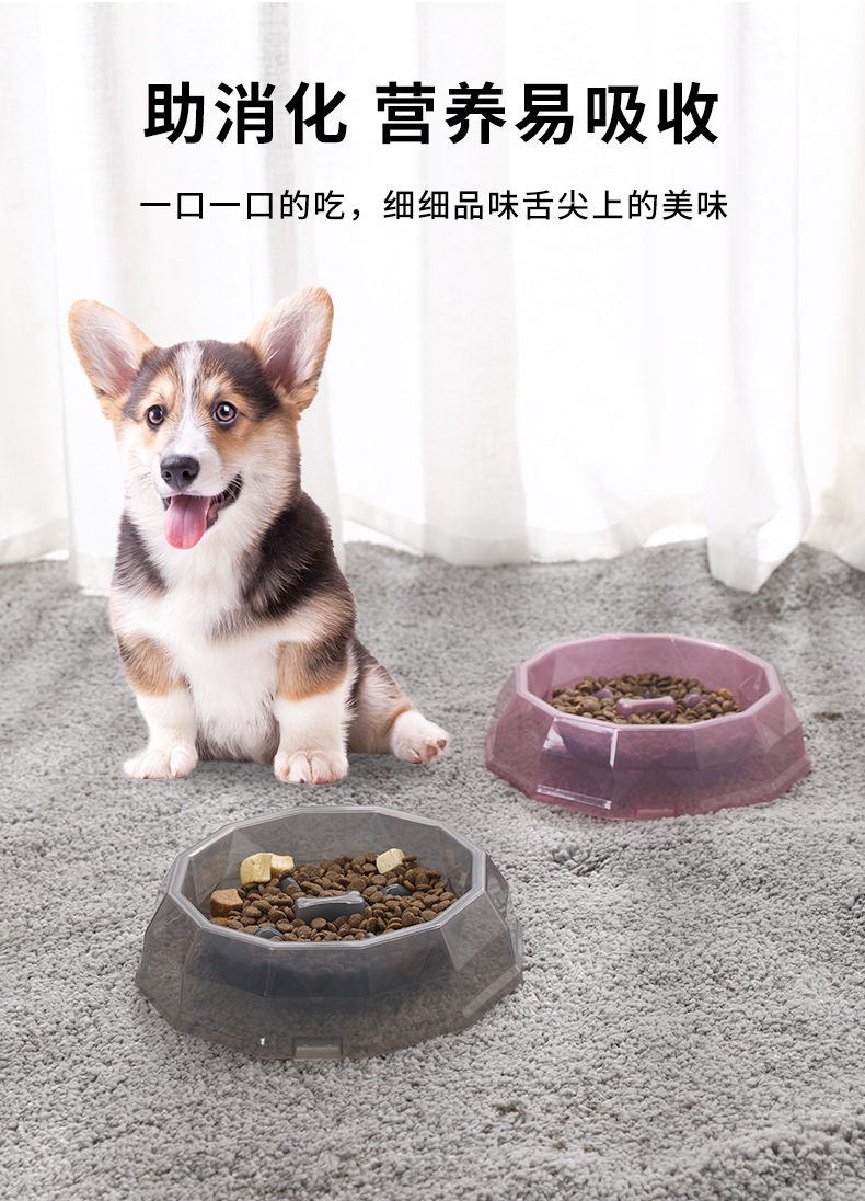 Rongka Pet Cross-border Pet Cat and Dog anti-choking and anti-vomiting slow Food Bowl, multi-color small and medium-sized dog feeder, Diamond bowl pic 6