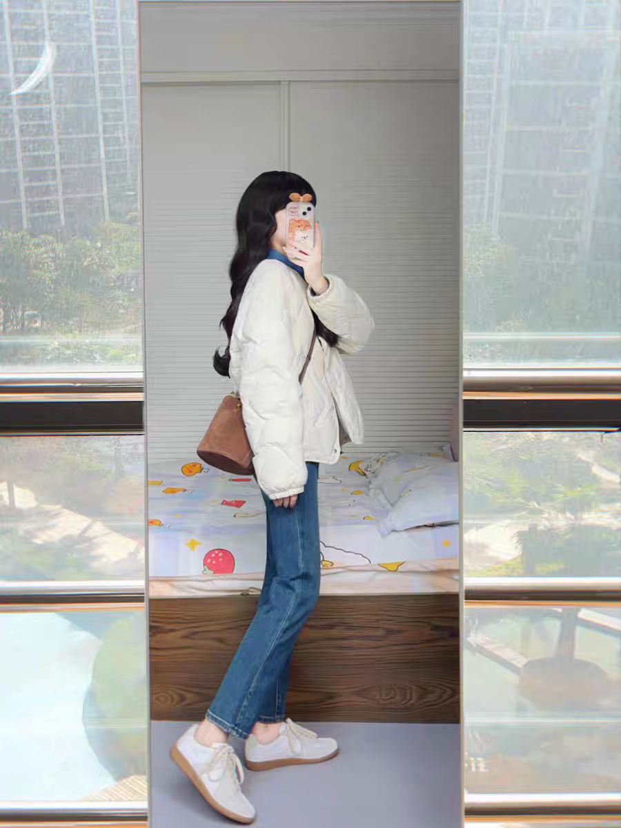 2025秋冬短款菱格圆无领轻薄羽绒服女士内胆白色鸭绒时尚休闲外套详情23