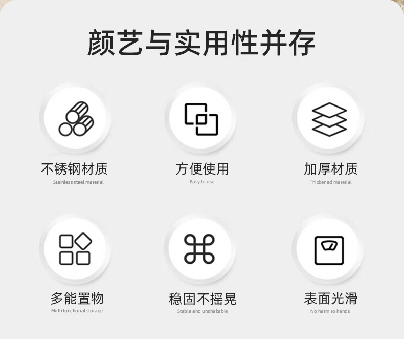 亚马逊新款430不锈铁土豪金厨房调味料架多功能旋转调料架套装厨房置物架整齐收纳详情2