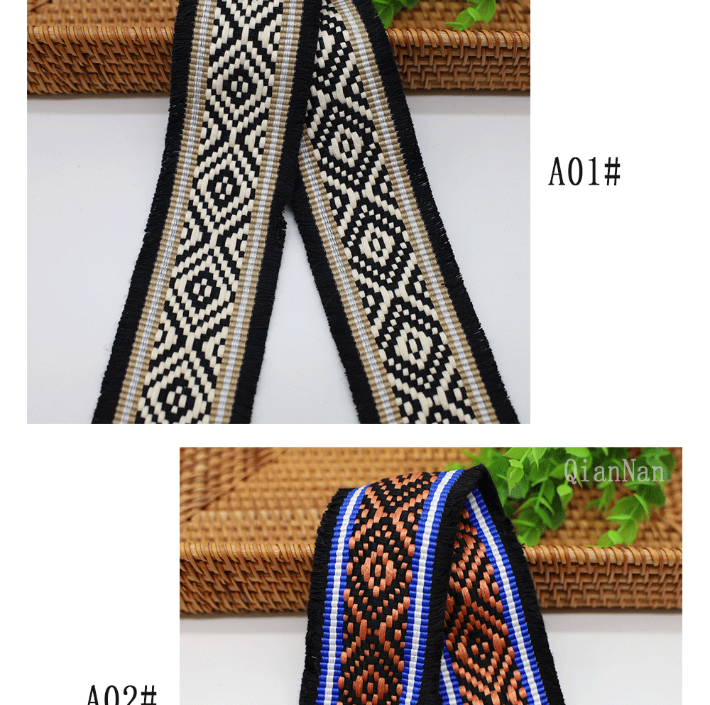 Factory direct supply of 60mm wide fringed tassel ethnic style jacquard webbing for luggage straps, clothing, shoes and hats, and decorative accessories pic 7