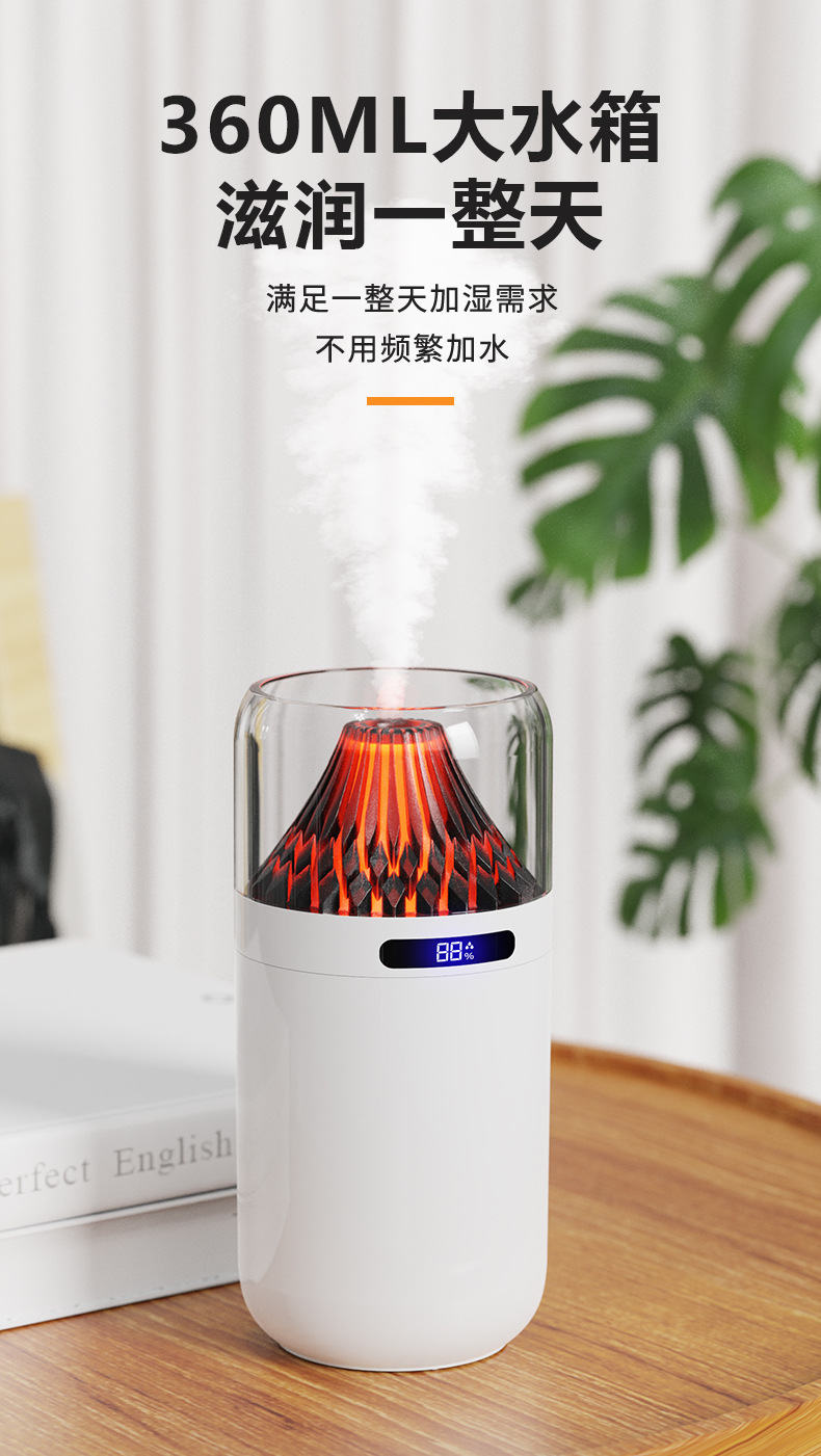 跨境新款火山加湿器 usb迷你车载家用多功能静音小型火焰加湿器详情10
