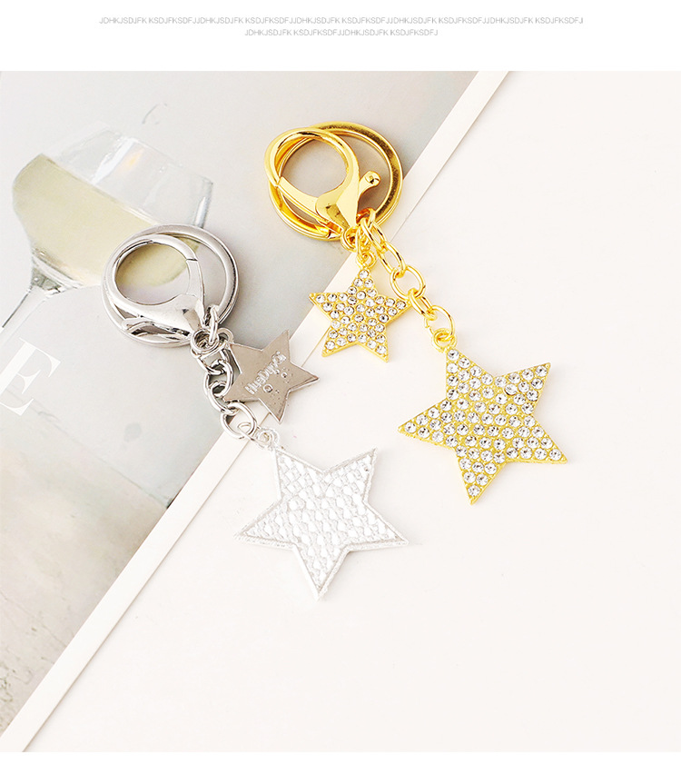 Wholesale of cross-border fashion diamond-encruted five-pointed star bags, keychains, metal star pendants and small gifts pic 4
