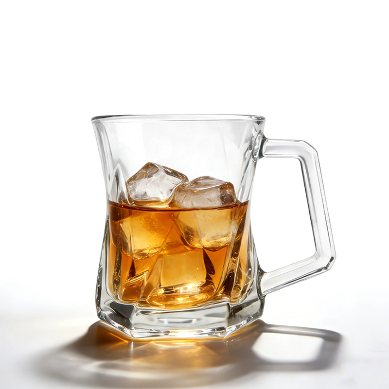 厂家现货原创专利斜纹咖啡杯饮料家用玻璃杯水杯啤酒杯带把手商用详情23