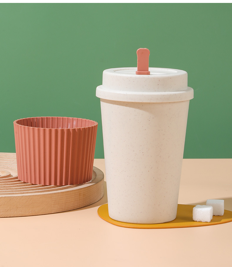 小麦秸秆咖啡杯子高档精致轻奢冲泡杯简约复古奶茶杯防烫塑料水杯详情13
