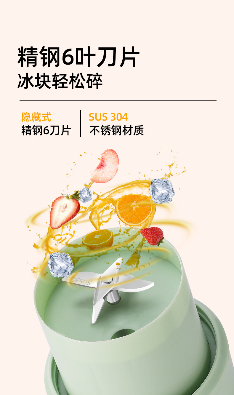 跨境榨汁杯充电迷你小型电动便携式榨汁机多功能家用果汁机批发详情10