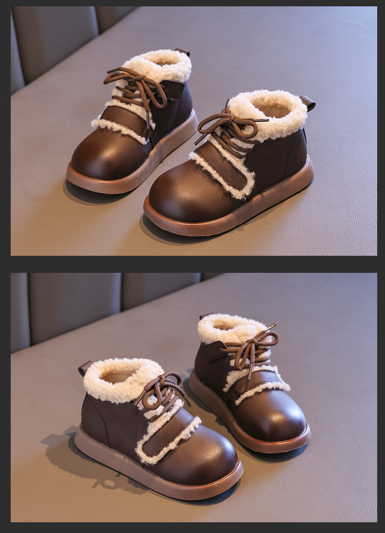 女童短筒棉靴2024冬新款中大童宝宝防滑加绒加厚棉鞋儿童保暖短靴详情9