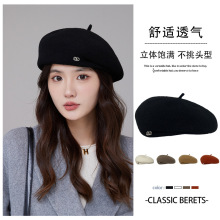 韩版水桶帽子女款秋冬季轻奢风百搭盆帽防风保暖护耳羊毛呢渔夫帽详情8