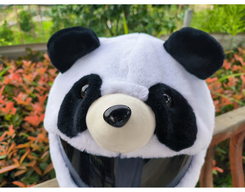 Cross-border Panda electric bike motorcycle helmet cover, plush cartoon full helmet, breathable and warm head cover, winter warmth pic 11