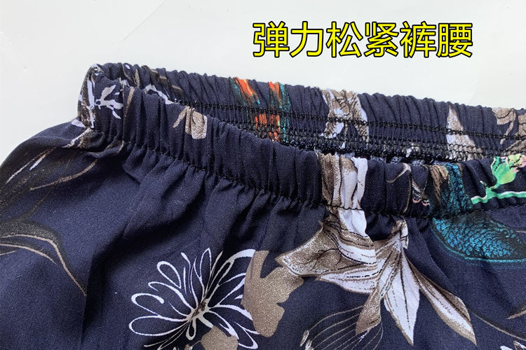 夏季超薄男士绵绸人造棉大裤衩沙滩裤家居裤加肥加大新品短裤睡裤详情2